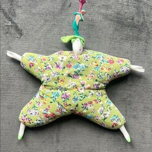 Floral Star Plush with Green and Pink Accents